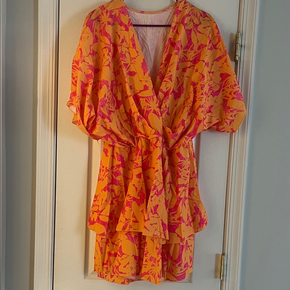 Vibrant Pink and Orange Floral Dress